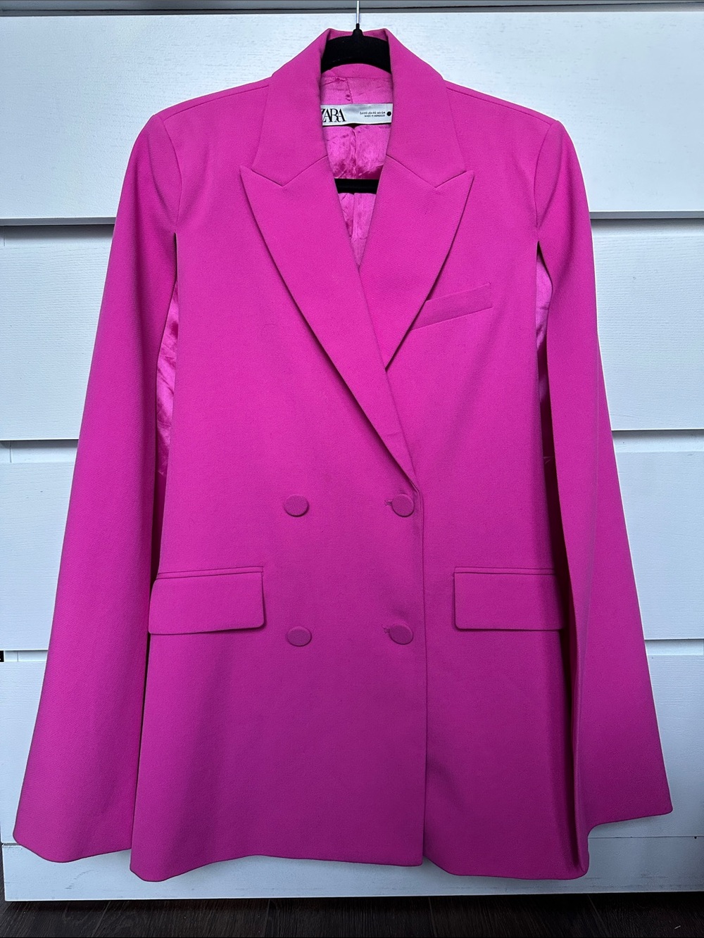 Zara Bright Fuchsia Double-Breasted Blazer